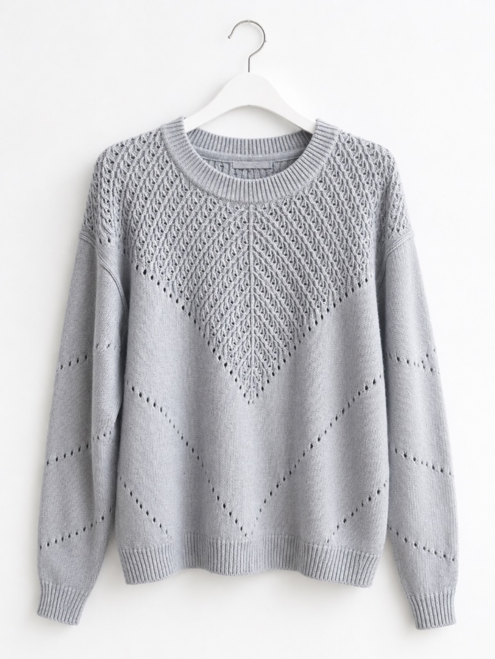 Marine Layer Olivia Sweater Crewneck Relaxed Fit Light Grey Heather Size Small